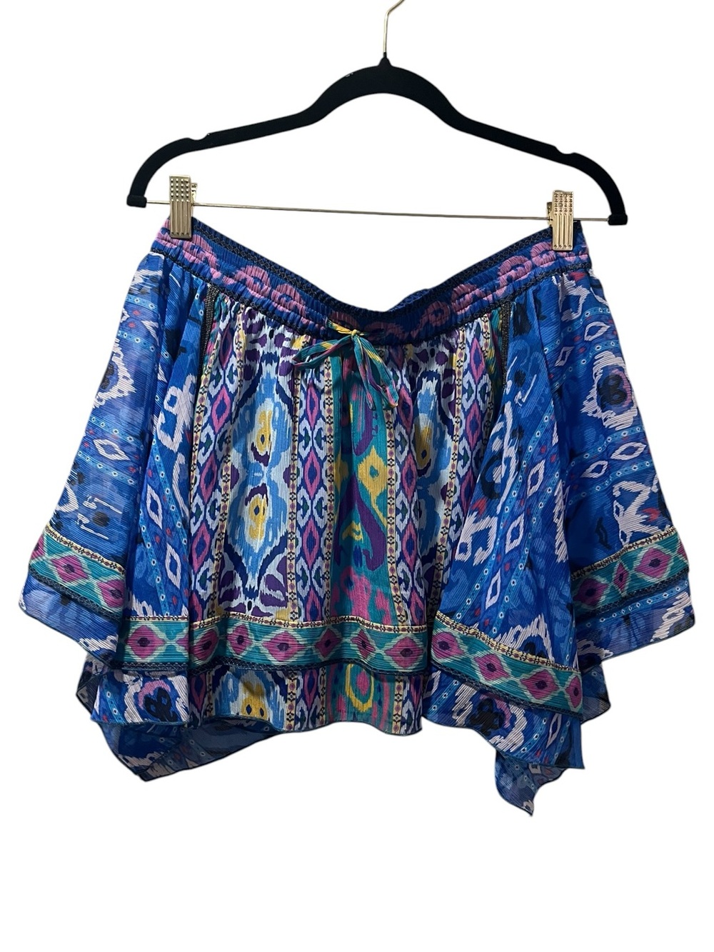 ZARA Patterned Handkerchief Hemline Skirt w/ Metallic Trim Sz M-Like New